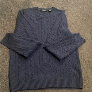 Saks Fifth Avenue Blue Crewneck Cable Knit Sweater